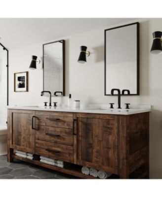 Industry Style 8 in. Widespread Double Handle High-Arc Bathroom Faucet Water-Saving With Drain Kit in Brushed Gold