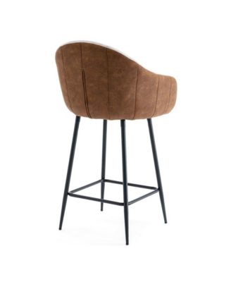 Set of 2 Modern Counter Height Stools, 26.5'' Two-Tone Design Chairs for Kitchen Island & Home Bar -The Pop Home