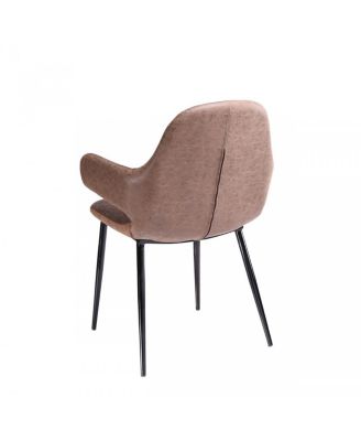 33" Stylish Brown Fabric and Faux Leather Accent Chair