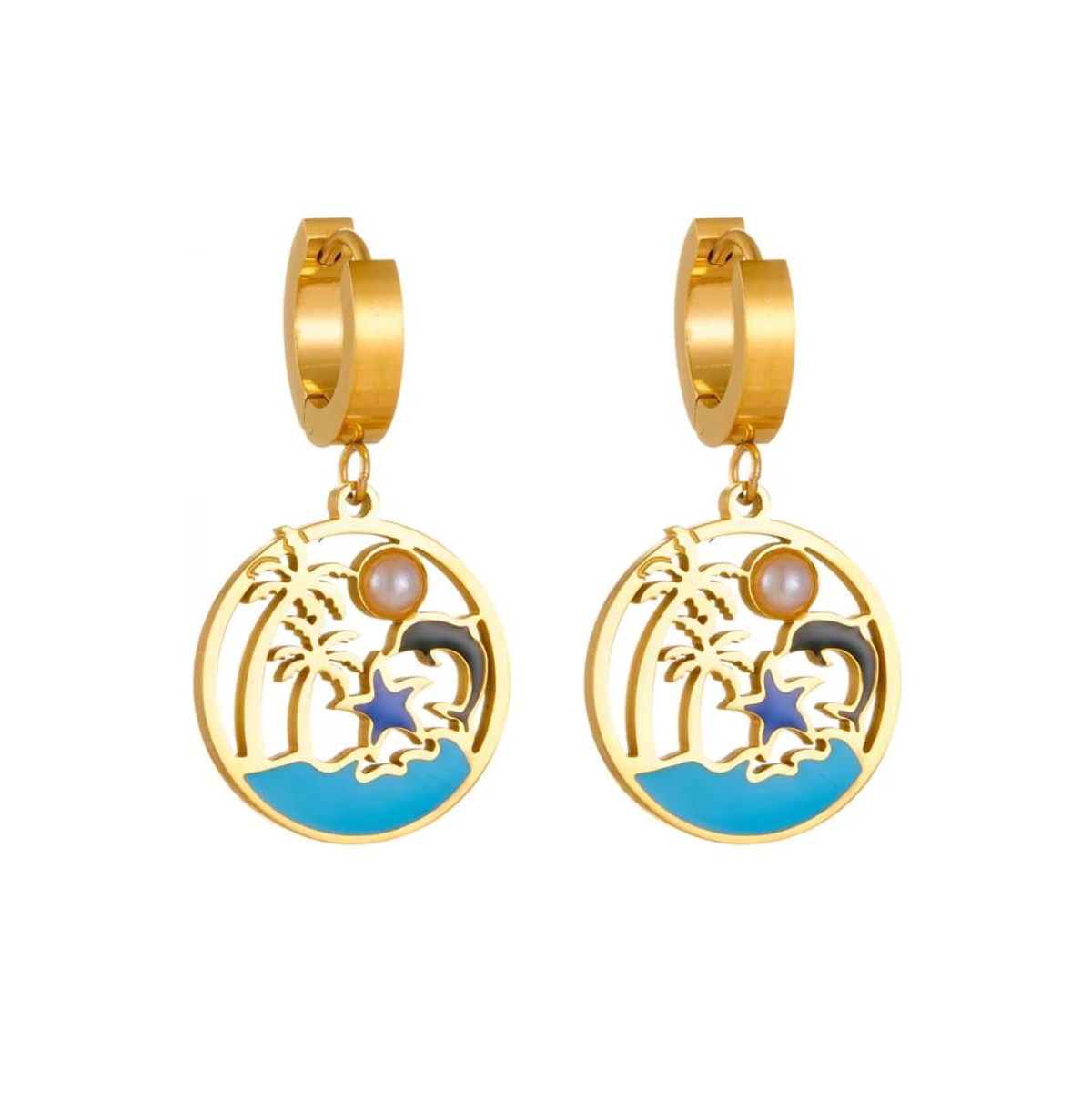 Coastal Magic Turquoise Earrings - Gold