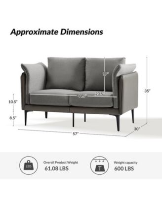 Vecent Modern Faux Leather-trimmed Fabric Sofa