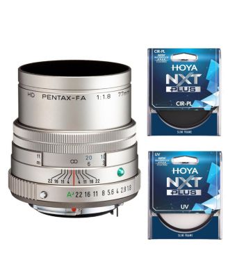 HD Pentax-FA 77mm f/1.8 Limited Lens, Silver, Bundle with Hoya 49mm UV+CPL Filter Kit