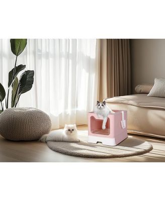 Cat Litter Boxes Pet Toilet with Scoop Drawer Top Opening