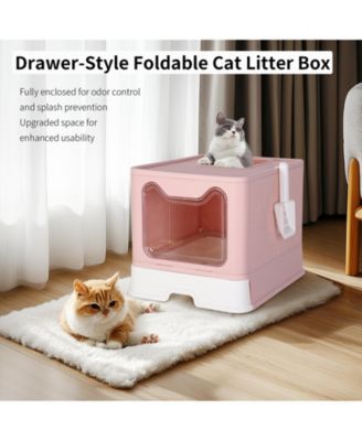 Cat Litter Boxes Pet Toilet with Scoop Drawer Top Opening