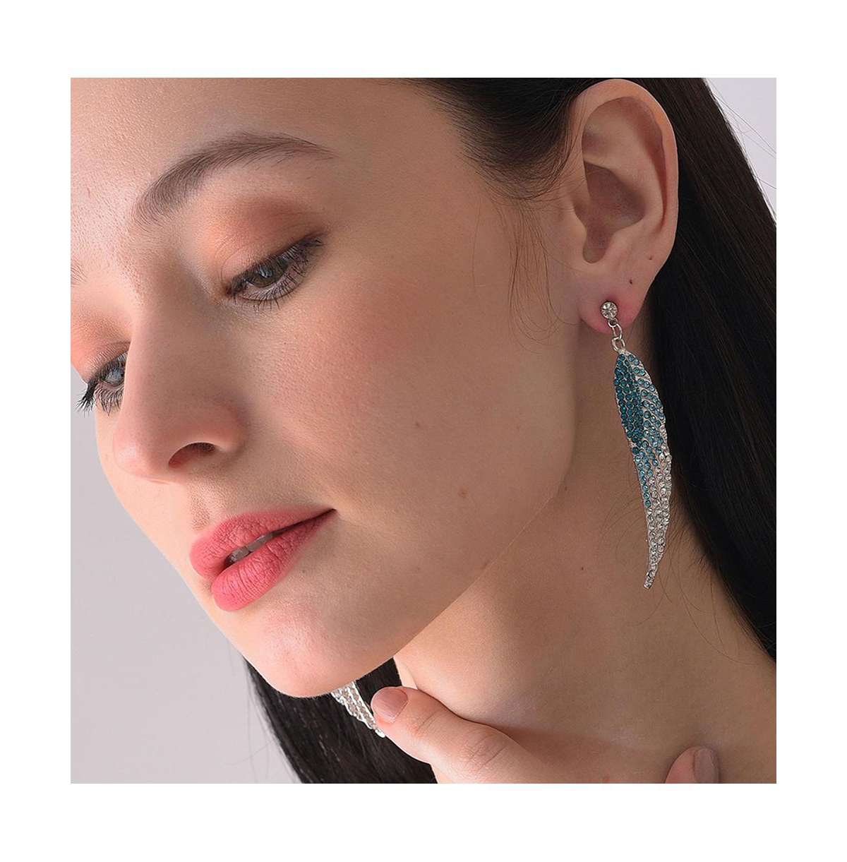 Sohi Blue Color Silver Plated Designer Stone Drop Earring For Women's In Blue