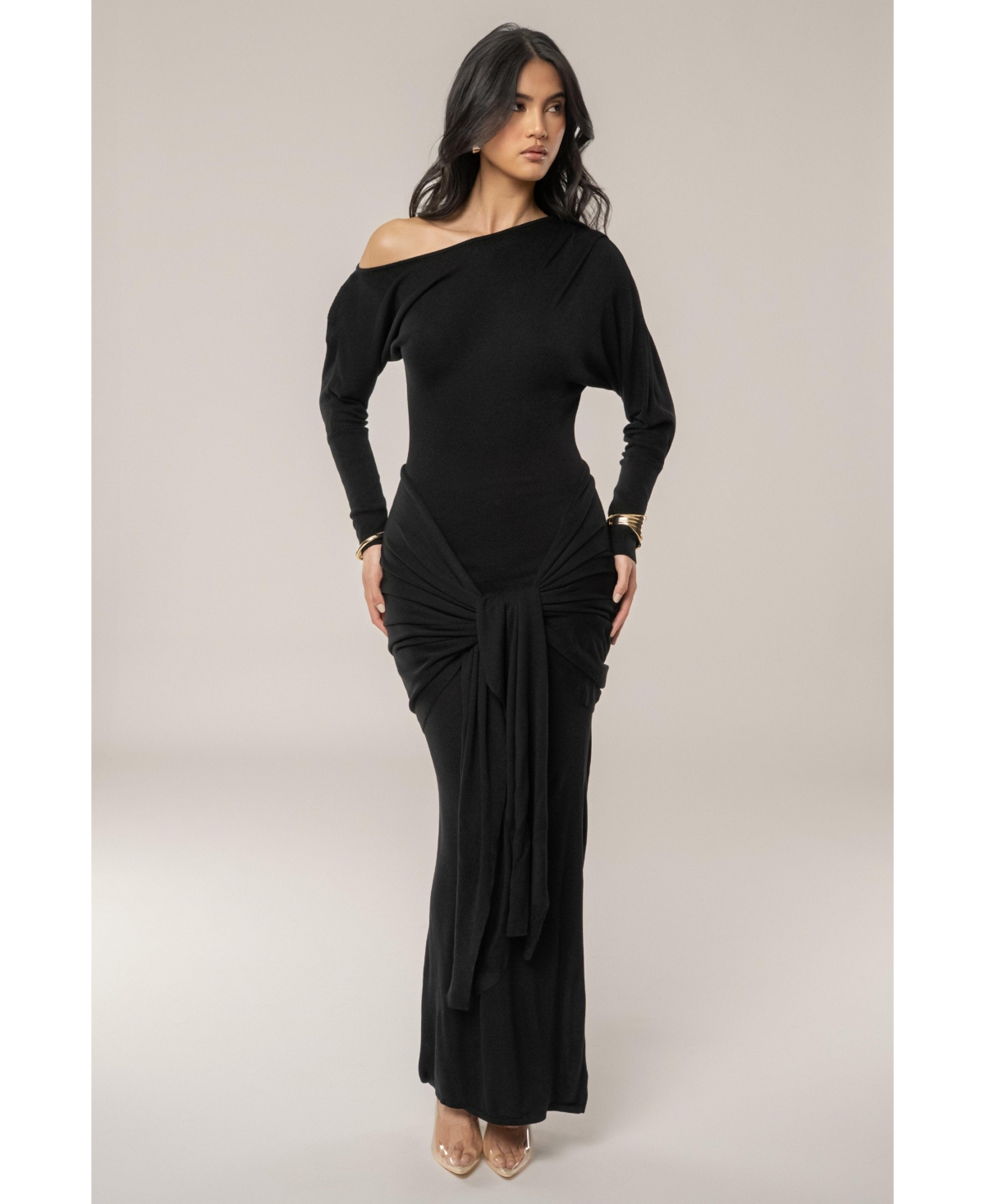 Women's Dawn Drape Maxi Dress - Black