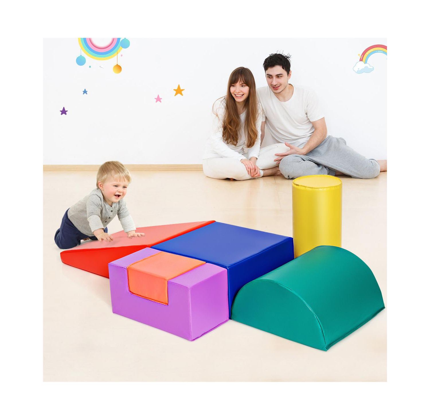Foam Stackable Soft Climb Crawl Play Set, 6-Piece Set