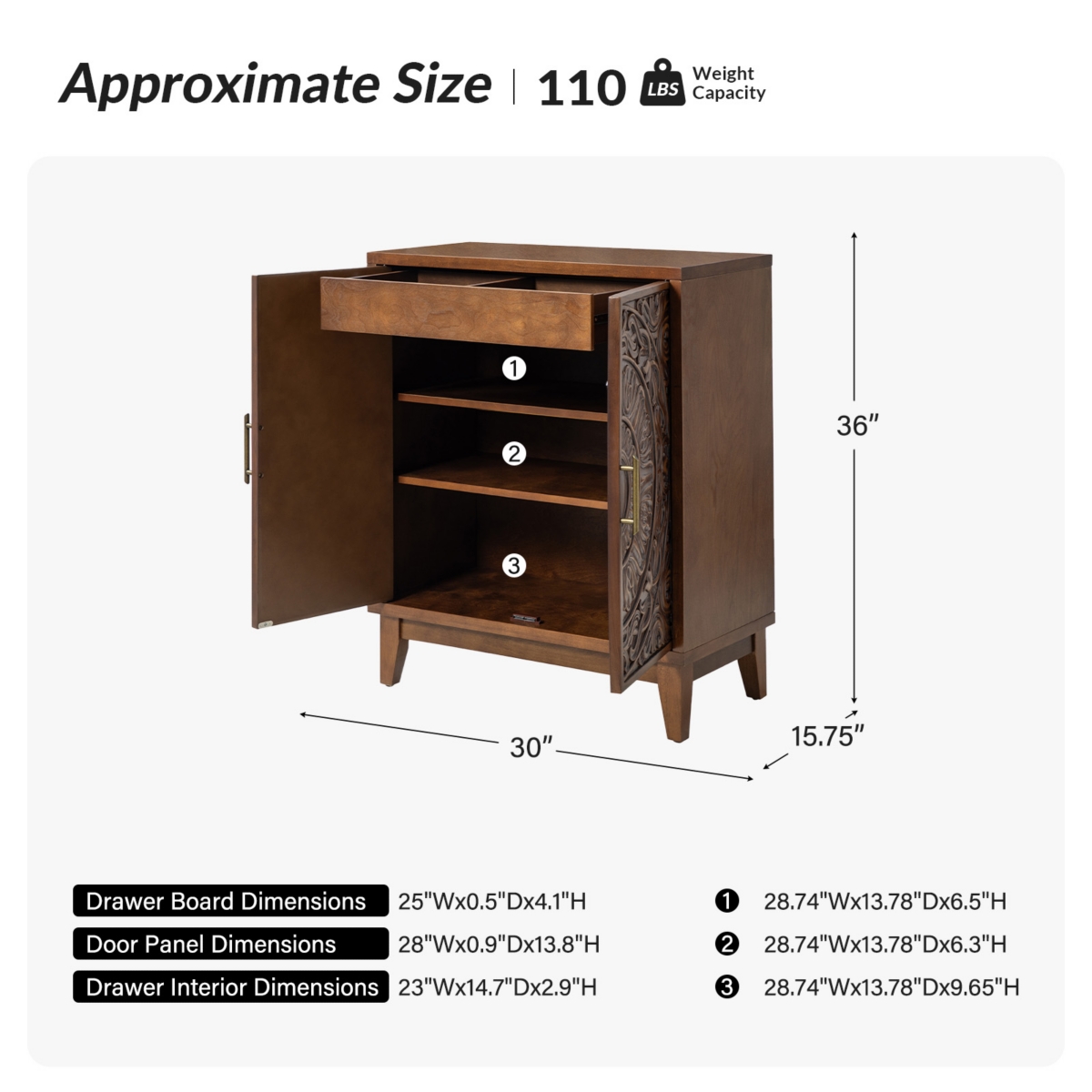 Eusebio Traditional Accent Cabinet with Hidden Drawer and Tapered Legs
