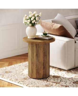 Round End Table for Living Room, Industrial Circle Side Table, Narrow Nightstand for Small Spaces, Living Room, Bedroom