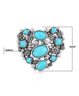 Sterling Silver Sleeping Beauty Turquoise Heart Ring, Size 11