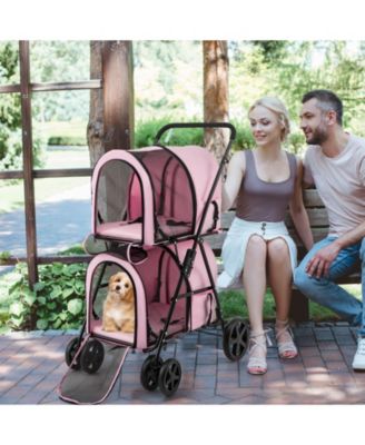 4-in-1 Double Pet Stroller with Detachable Carrier and Travel Carriage – Multi-functional Pet Travel Solution