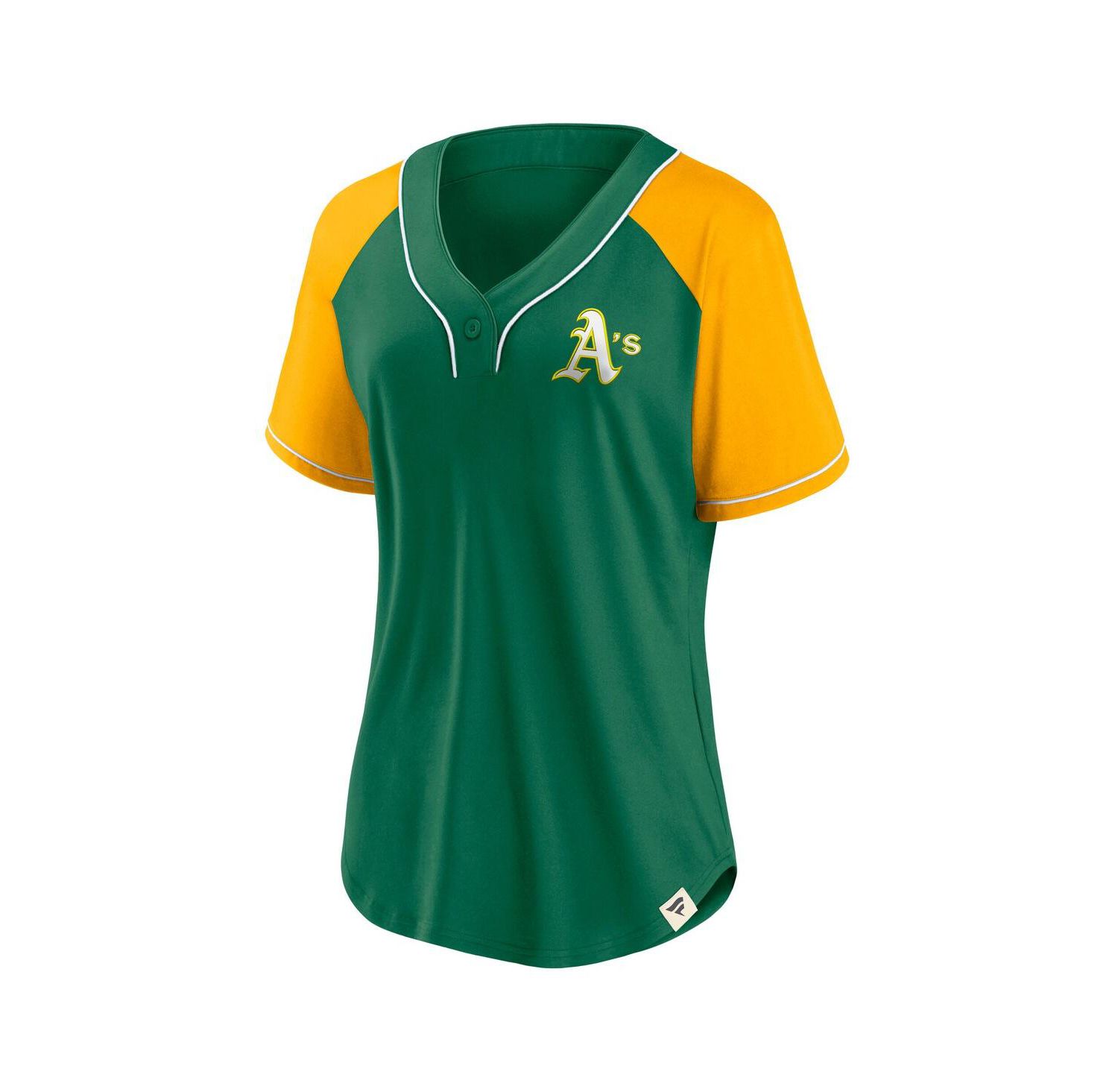 Women's Green Oakland Athletics Cooperstown Collection Bunt Raglan V-neck T-Shirt