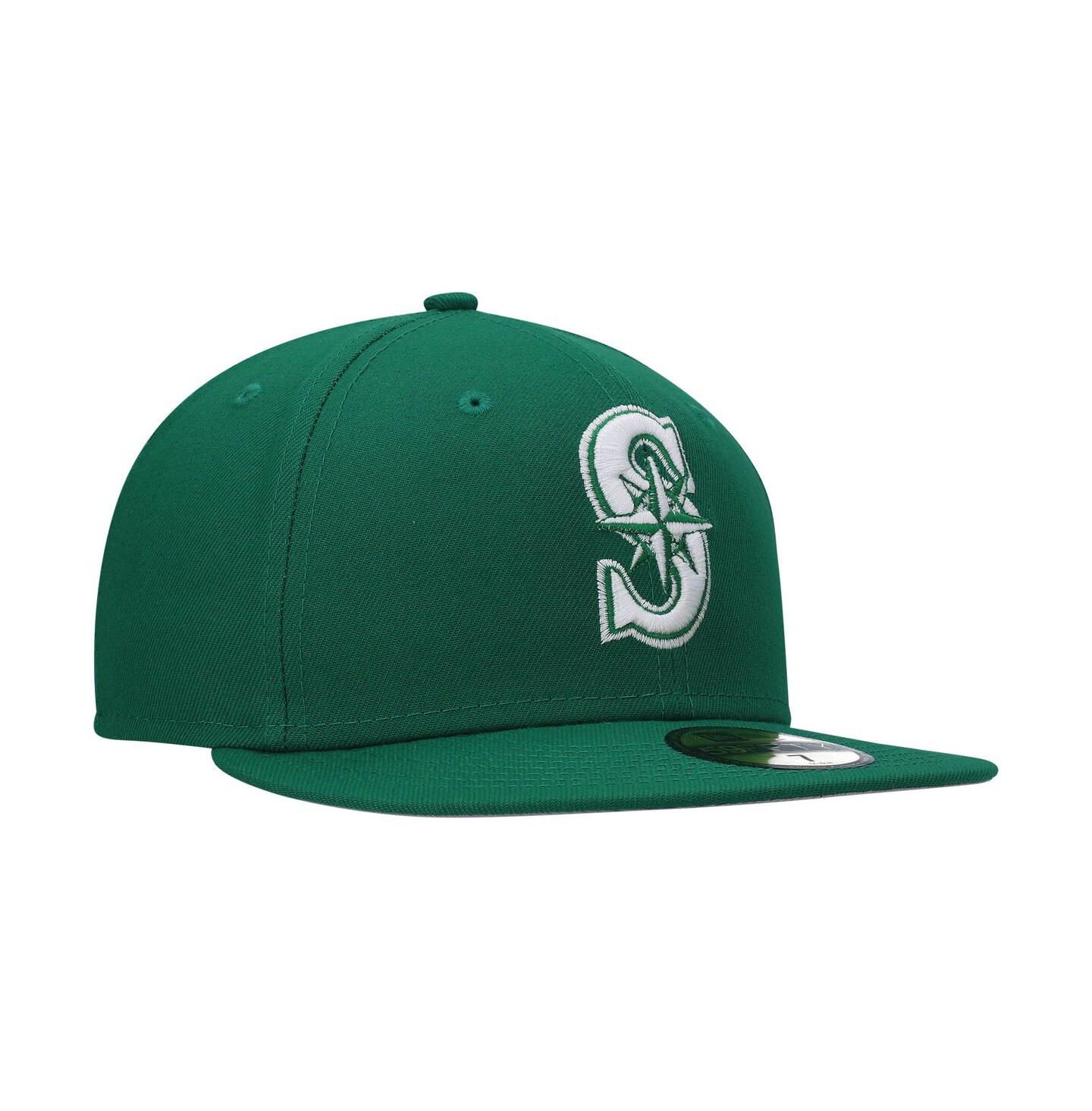 Мужская кепка New Era Kelly Green Seattle Mariners White Logo 59FIFTY Fitted Hat — фото 3