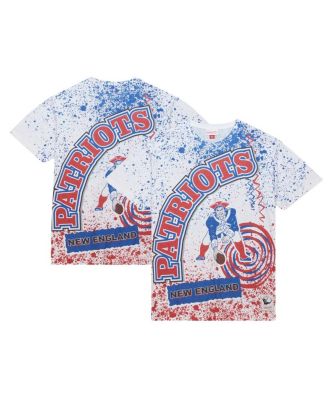 Mitchell & Ness - Men's White New England Patriots Big Tall Allover Print T-Shirt