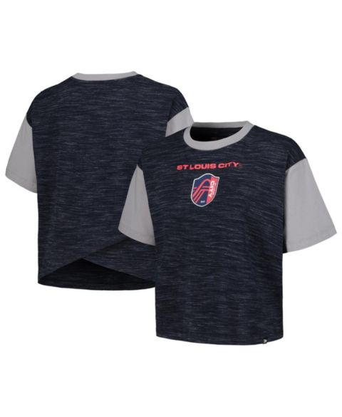 Женская футболка 5th & Ocean by New Era Navy St. Louis City SC Athletic Cross Back Cropped