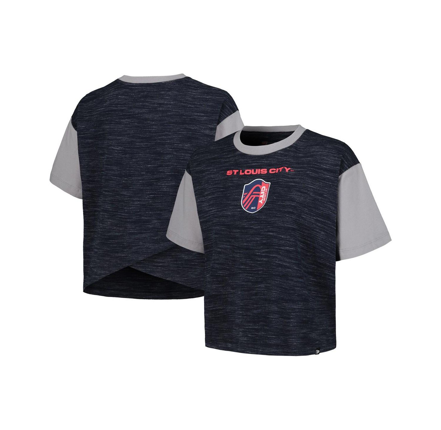 Women's by New Era Navy St. Louis City SC Athletic Cross Back Cropped T-Shirt