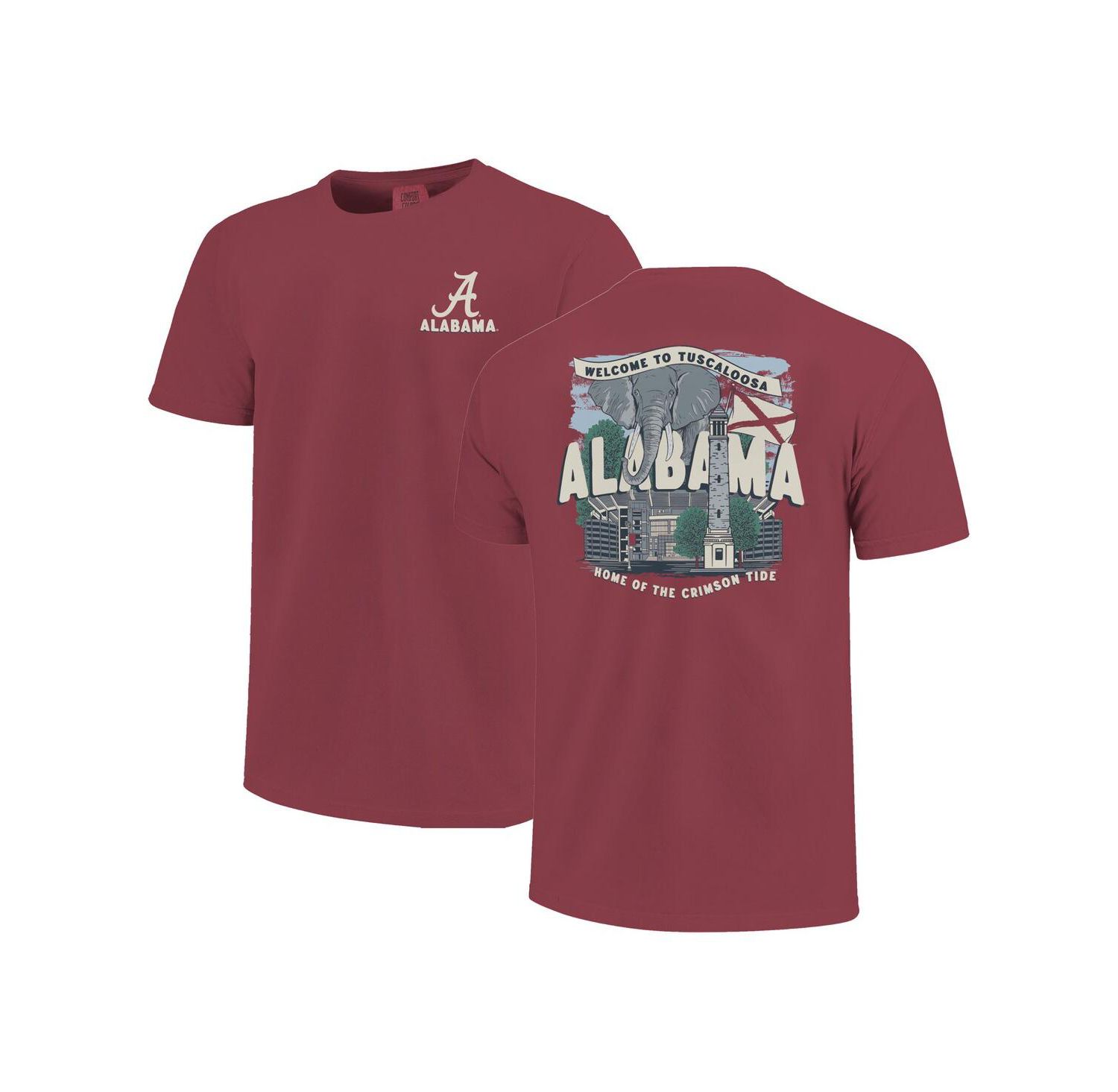 Big Boys and Girls Crimson Alabama Crimson Tide Comfort Colors Hyperlocal Campus Scene T-Shirt