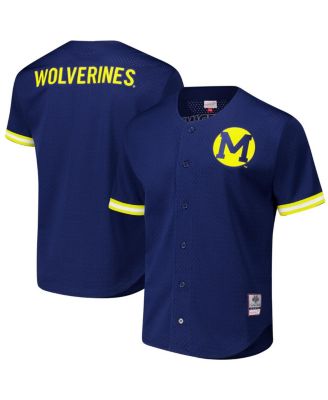 Mitchell & Ness - Men's Navy Michigan Wolverines Game Time Vintage Mesh Button Front Top