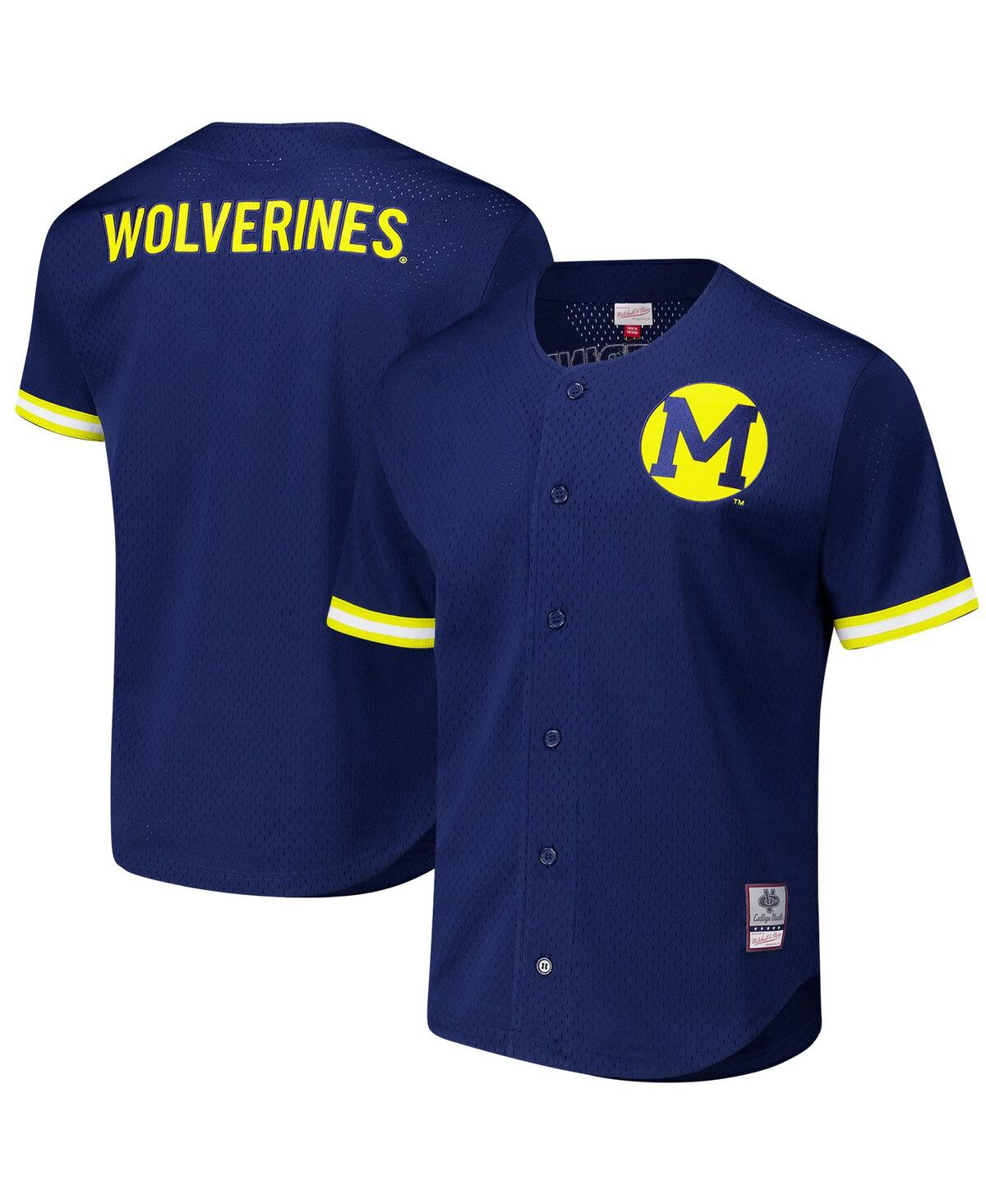 Mitchell & Ness Men's Navy Michigan Wolverines Game Time Vintage Mesh Button Front Top - Navy