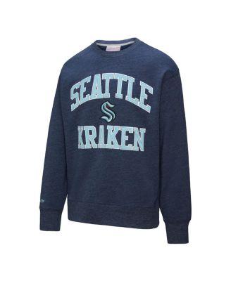 Men's Navy Seattle Kraken Playoff Win Fleece Pullover Sweatshirt