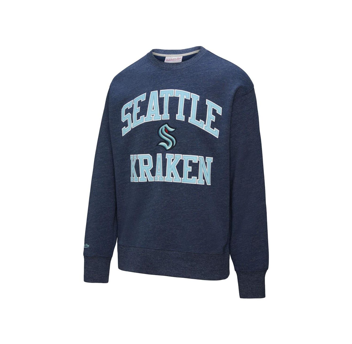 Men's Navy Seattle Kraken Playoff Win Fleece Pullover Sweatshirt