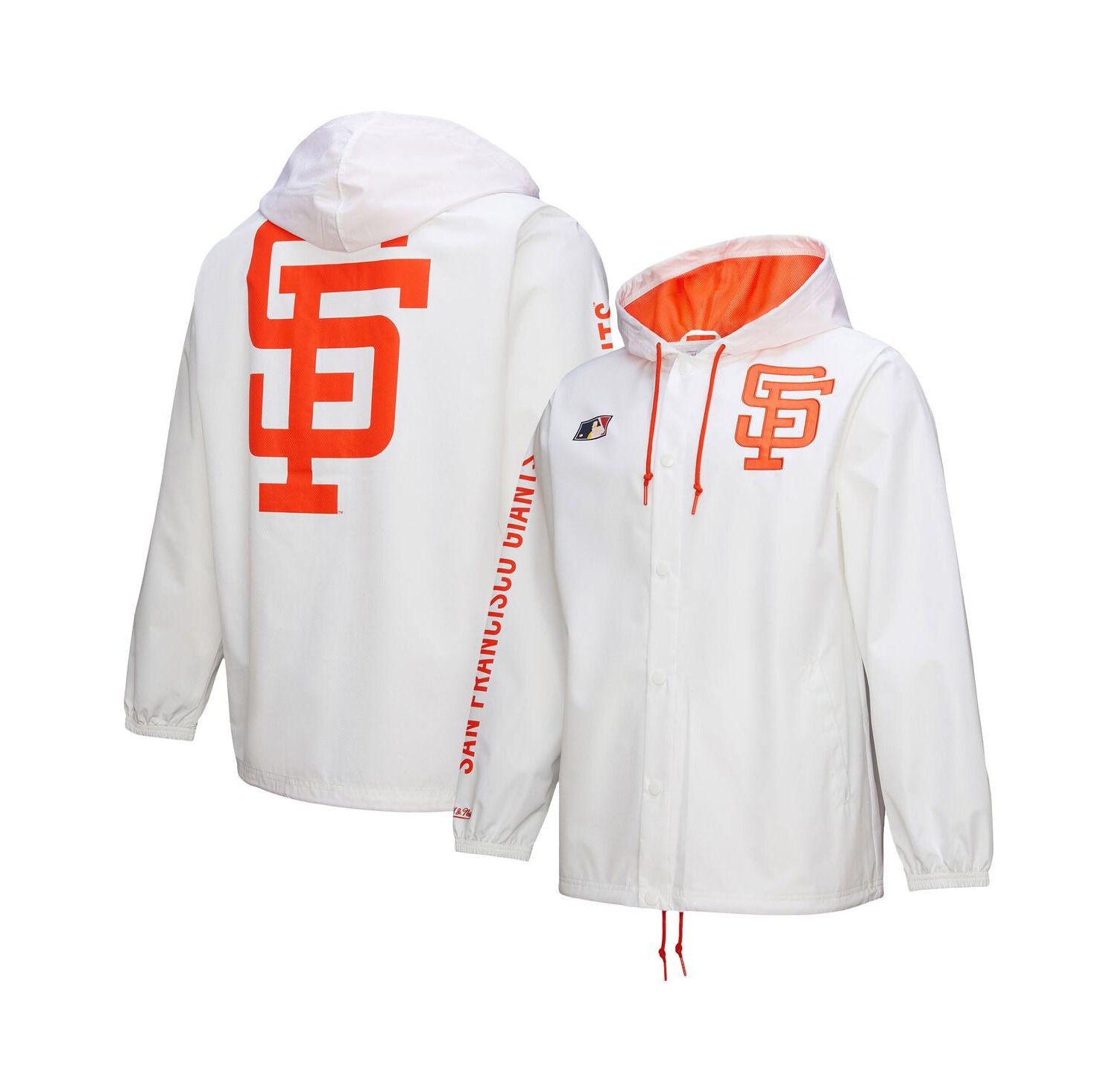 Men's White San Francisco Giants Vintage Full-Snap Hooded Coaches Jacket