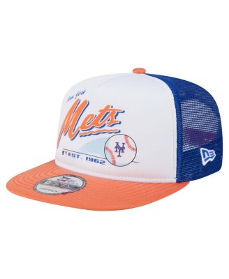 New Era - Men's White/Orange New York Mets Retro Script Trucker 9FIFTY Snapback Hat