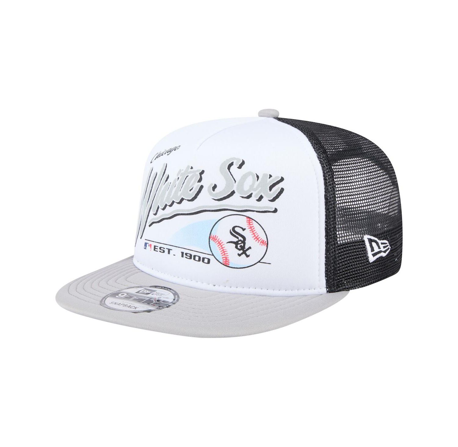 Men's White/Gray Chicago White Sox Retro Script Trucker 9FIFTY Snapback Hat
