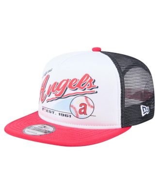 New Era - Men's White/Red California Angels Retro Script Trucker 9FIFTY Snapback Hat