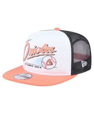 New Era - Men's White/Orange Baltimore Orioles Retro Script Trucker 9FIFTY Snapback Hat