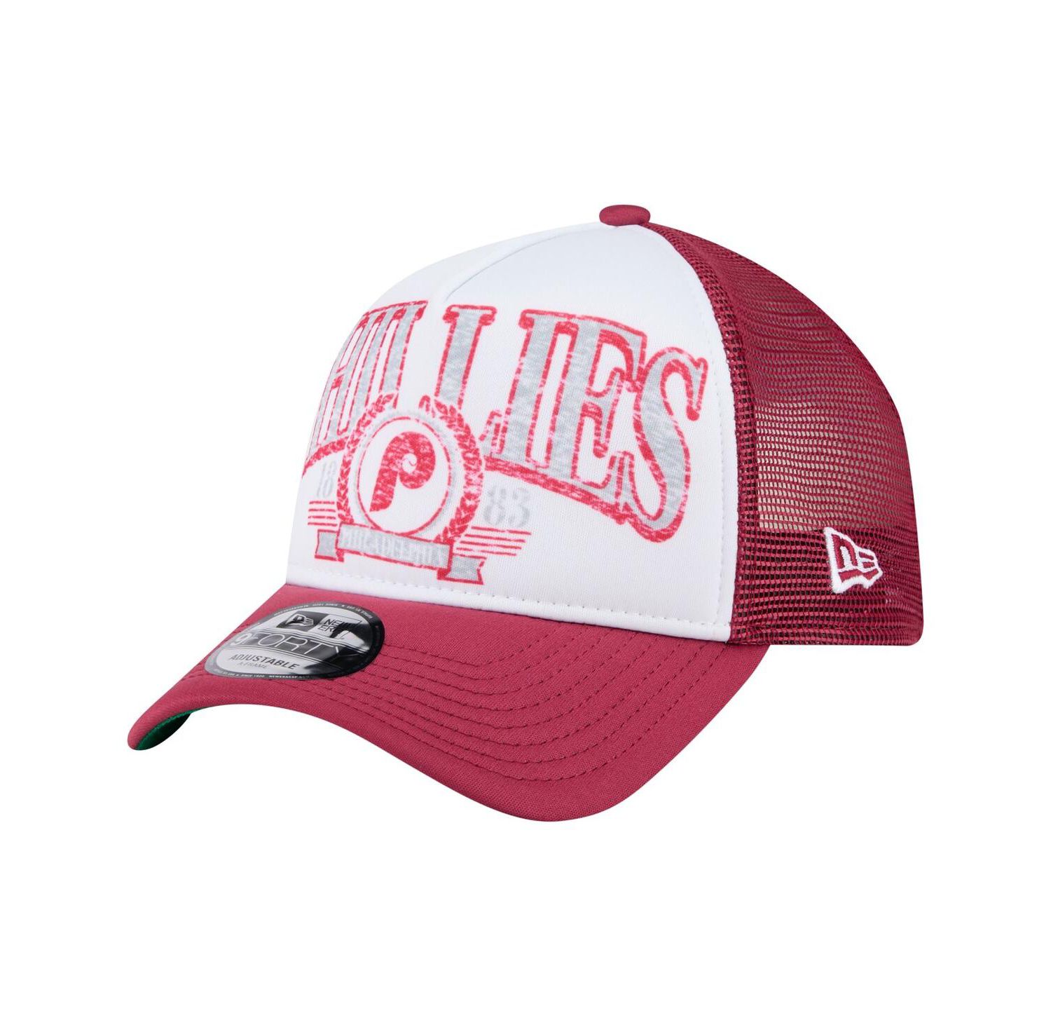 Men's Red Philadelphia Phillies Distressed 9FORTY A-Frame Adjustable Trucker Hat