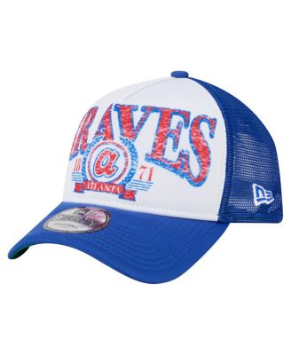 New Era - Men's White/Royal Atlanta Braves Trucker A-Frame 9FORTY Adjustable Hat
