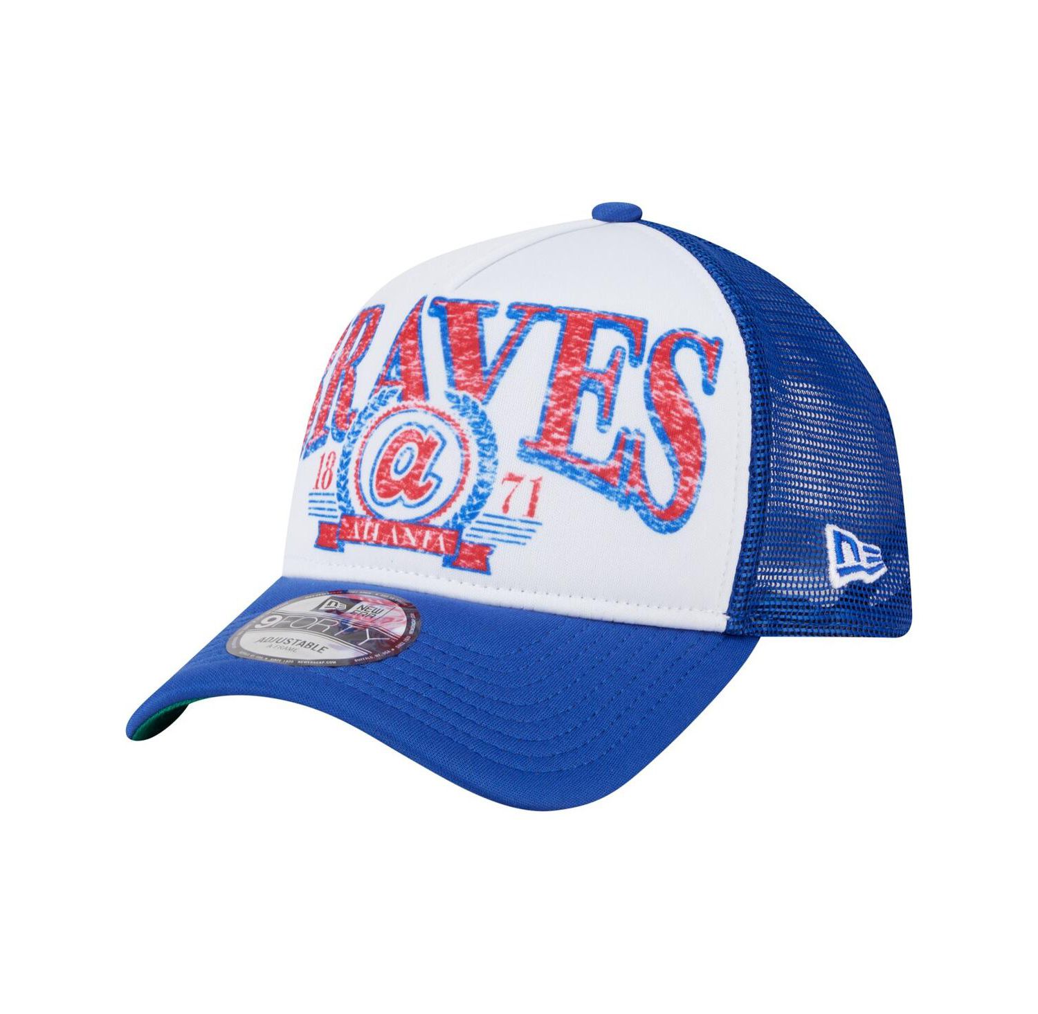 Men's White/Royal Atlanta Braves Trucker A-Frame 9FORTY Adjustable Hat