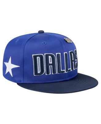 New Era - Men's Blue/Navy Dallas Mavericks Throwback Satin Vintage Pin Two-Tone 59FIFTY Fitted Hat