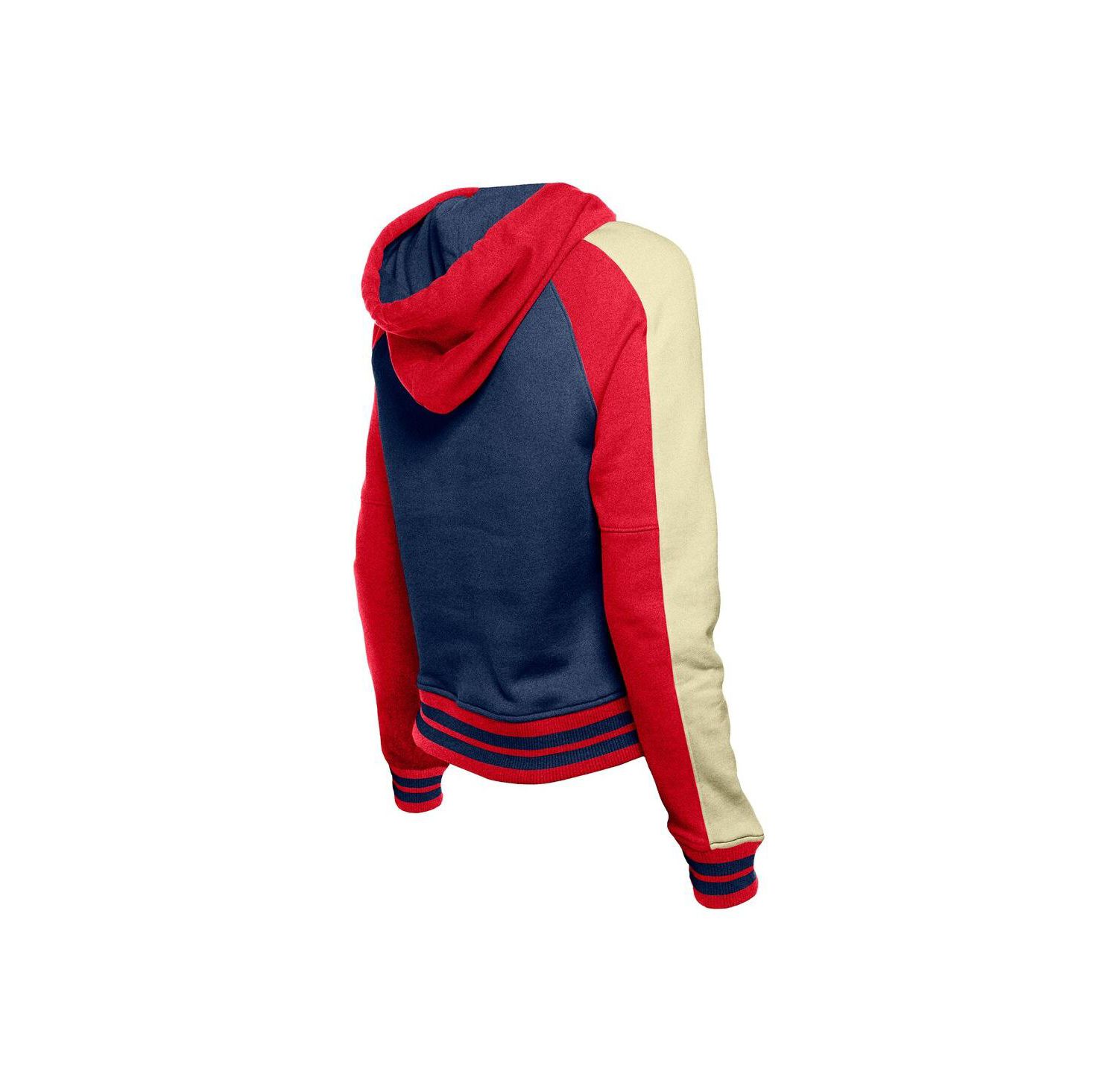 Women's Navy Atlanta Braves Cooperstown Collection Cropped Raglan Pullover Hoodie