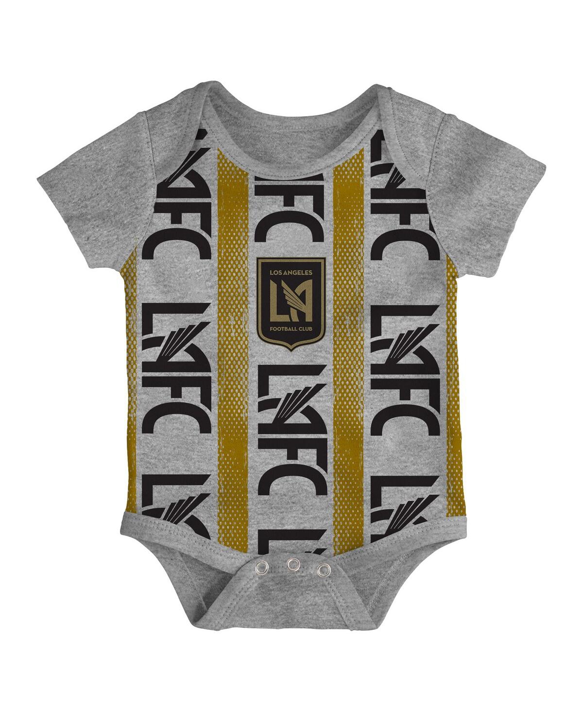 Outerstuff Newborn Black/Heather Gray/Gold Lafc Loyal Buddies Bodysuit 3-Pack