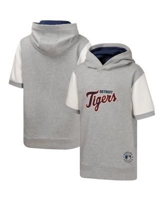 Outerstuff - Big Boys and Girls Heather Gray Detroit Tigers Line Up Short Sleeve Pullover Hoodie
