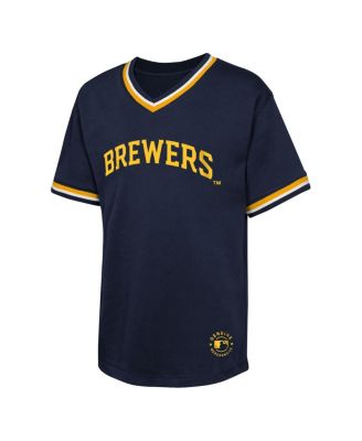 Big Boys and Girls Navy Milwaukee Brewers Relief Pitcher V-neck T-Shirt