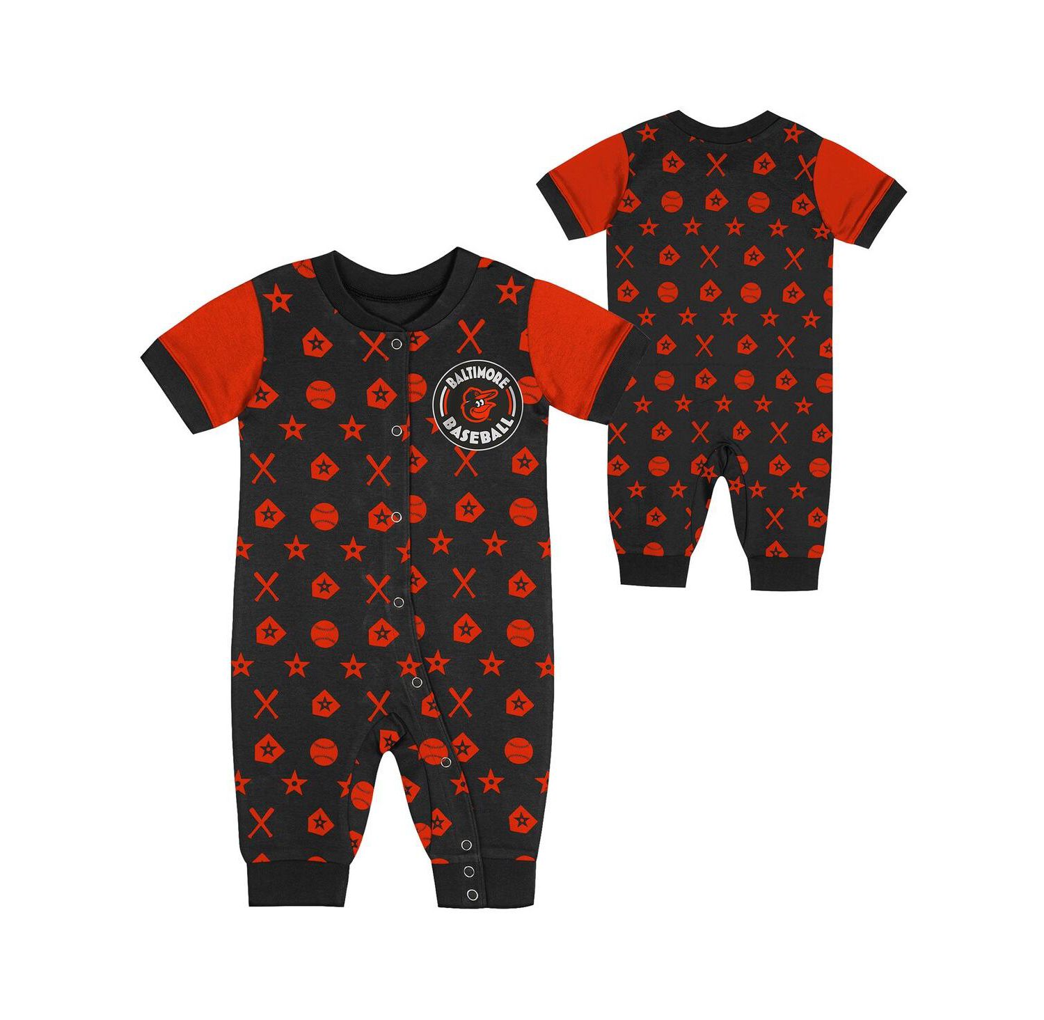 Newborn Black Baltimore Orioles Hard 90 Coveralls Shorts