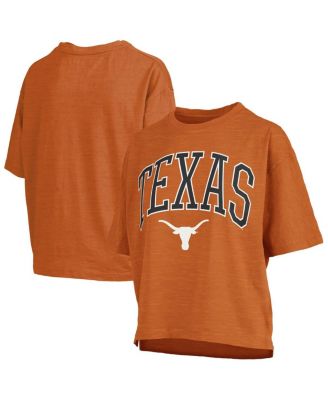 Pressbox - Women's Texas Orange Texas Longhorns Nelson Arch Over Logo Waist Length Oversized Slub T-Shirt