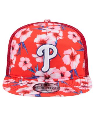 Men's Red Philadelphia Phillies Adventure Pattern Golfer Trucker Snapback Hat