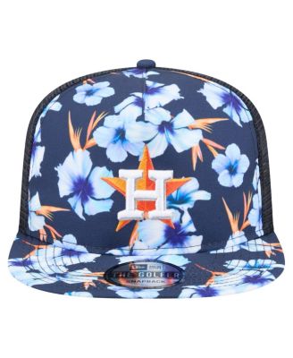 Men's Navy Houston Astros Adventure Pattern Golfer Trucker Snapback Hat