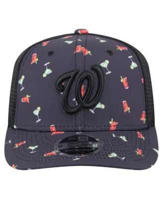 Men's Black Washington Nationals Adventure Drinks Pattern 9SEVENTY Stretch-Snap Hat