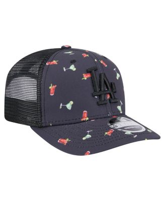 Men's Black Los Angeles Dodgers Adventure Drinks Pattern 9SEVENTY Stretch-Snap Hat