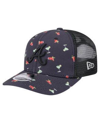 New Era - Men's Black Atlanta Braves Adventure Drinks Pattern 9SEVENTY Stretch-Snap Hat