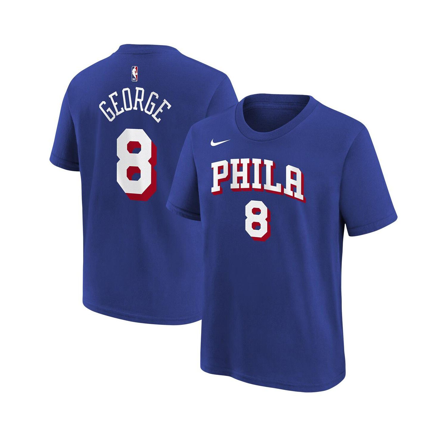Big Boys and Girls Paul George Royal Philadelphia 76ers Icon Name & Number T-Shirt