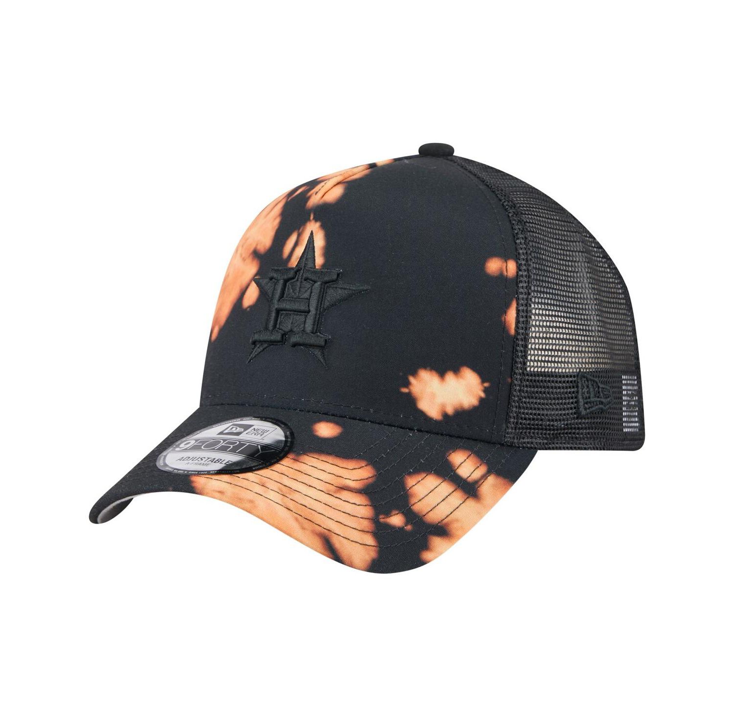 Men's Black Houston Astros Bleached A-Frame 9FORTY Adjustable Hat