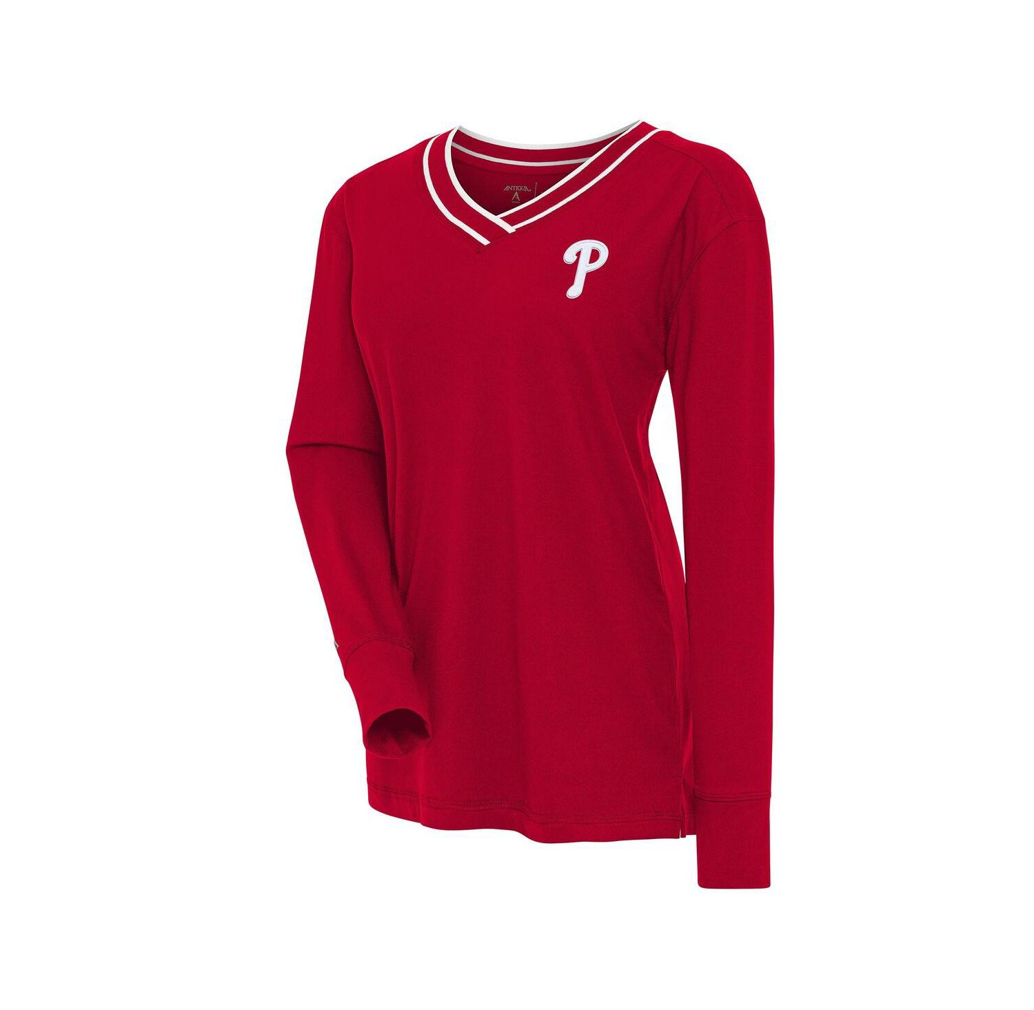 Women's Red Philadelphia Phillies Symbolic Long Sleeve V-neck Top