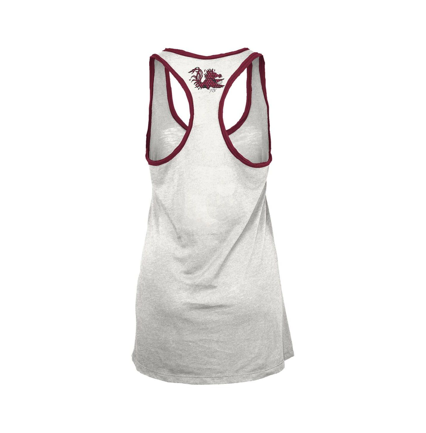 Женский топ Pressbox White/Garnet South Carolina Gamecocks Tracy Racerback — фото 3