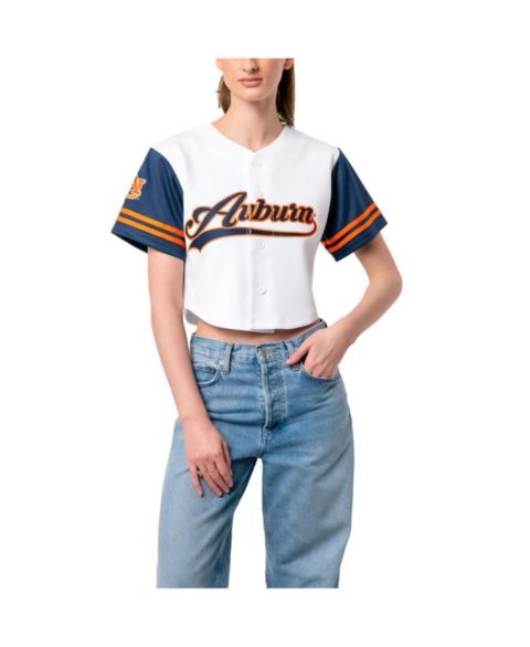 Женская футболка Established & Co. White Auburn Tigers Baseball Jersey Cropped